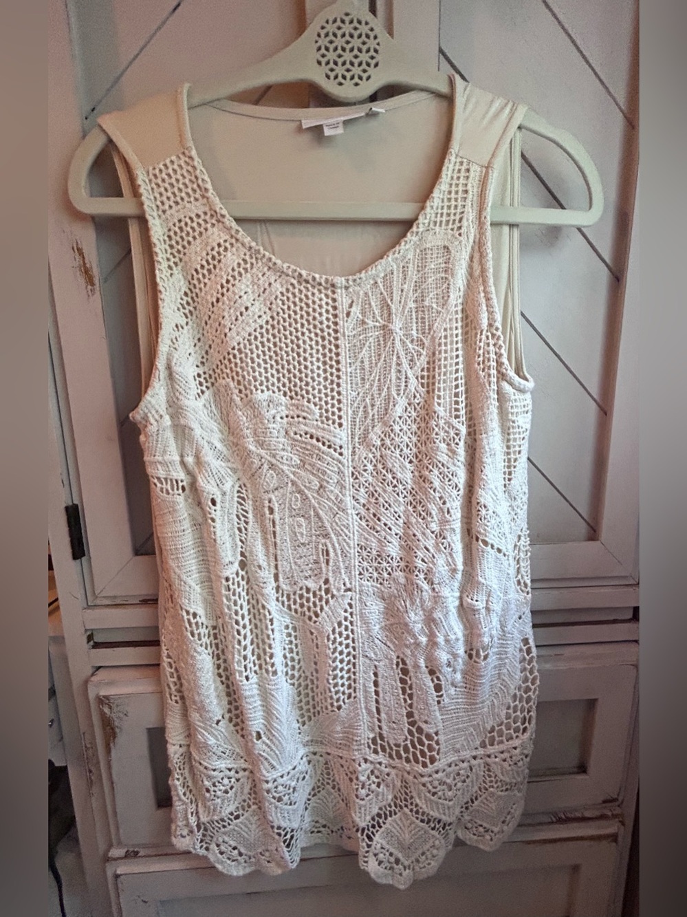 Chico’s Women's Cream Crochet Tank Top
